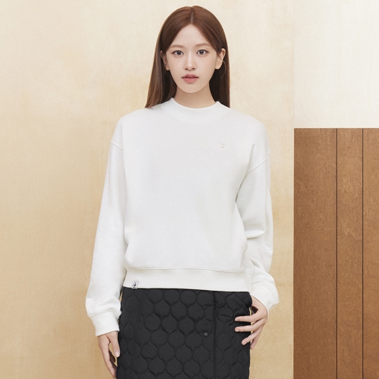 여성 그린마인드 세미 크롭 그래픽 맨투맨