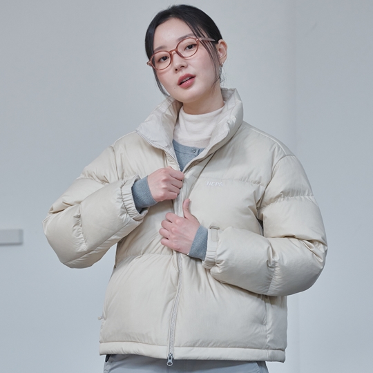 여성 사이폰 푸퍼 숏 다운자켓