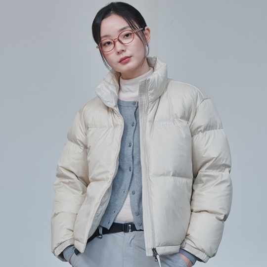 여성 사이폰 푸퍼 숏 다운자켓