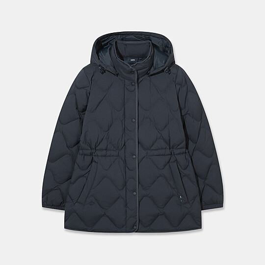 여성 퓨레 울 퍼프 미드 다운자켓