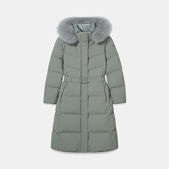 여성 프리미아 벨티드 롱 다운 자켓