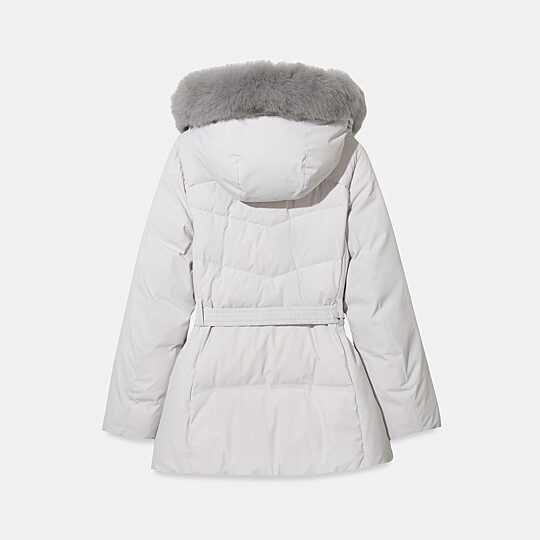 여성 프리미아 벨티드 미드 다운자켓