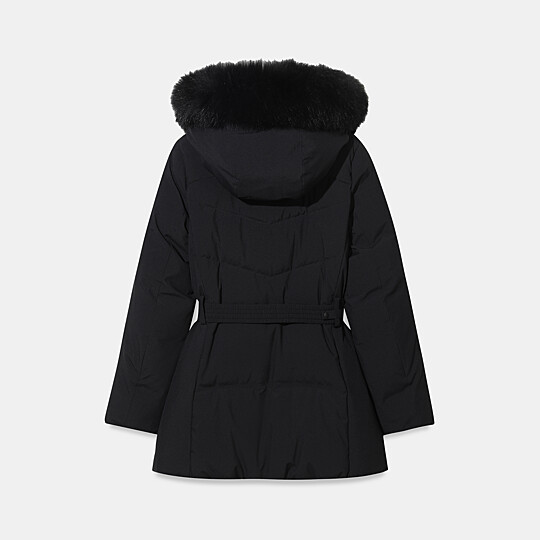 여성 프리미아 벨티드 미드 다운자켓