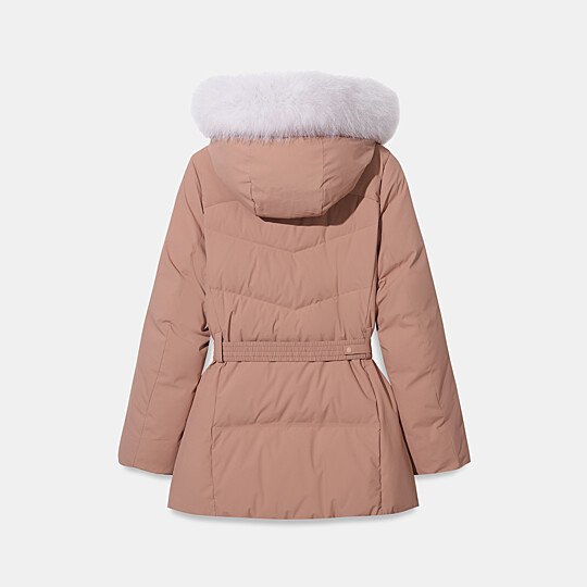 여성 프리미아 벨티드 미드 다운자켓