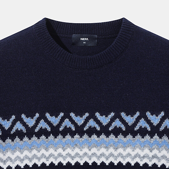 남성 노르딕 라운드 스웨터