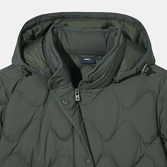 여성 퓨레 울 퍼프 미드 다운자켓