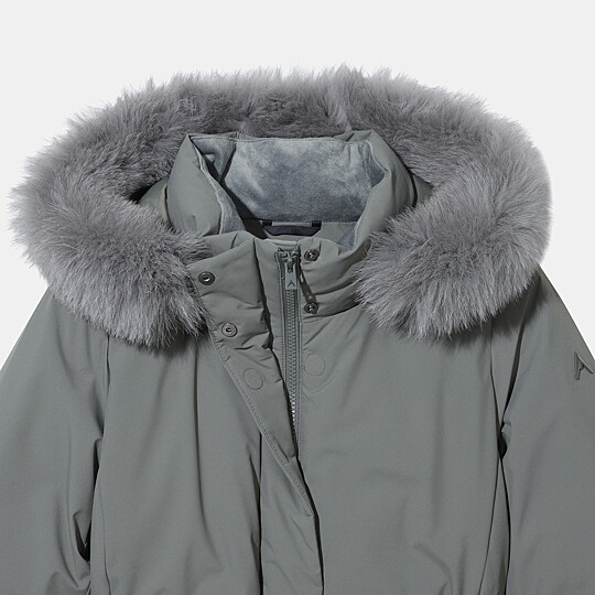 여성 프리미아 벨티드 미드 다운자켓