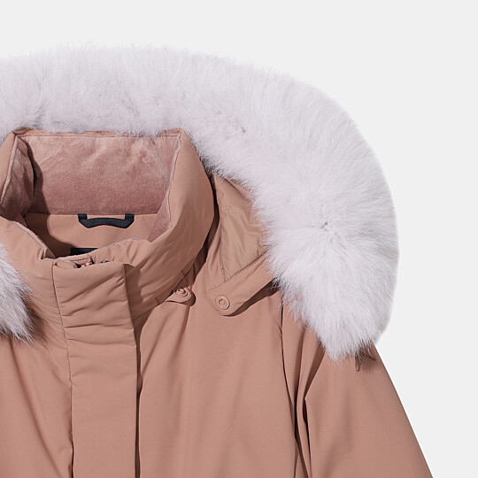 여성 프리미아 벨티드 미드 다운자켓